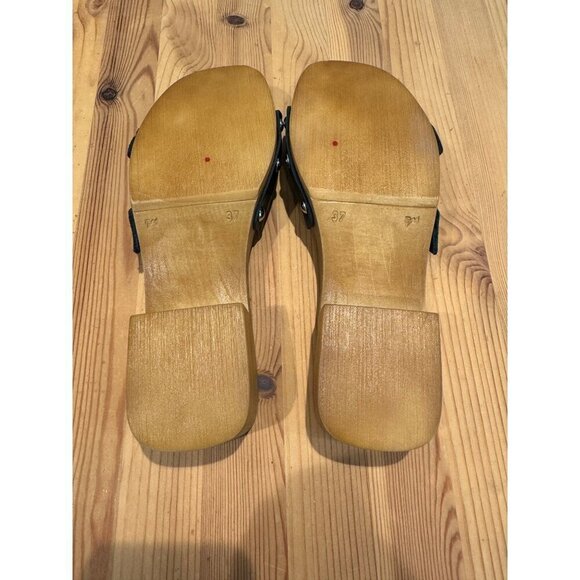 Free People x Intentionally Blank Cleo Wooden Clog Sandal Black Size 37 US 7 NEW - Picture 6 of 6